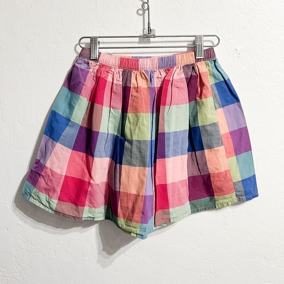 GAP KIDS Summer Spring Plaid Cotton Skirt Girls Large Pink Green Blue - Picture 4 of 5
